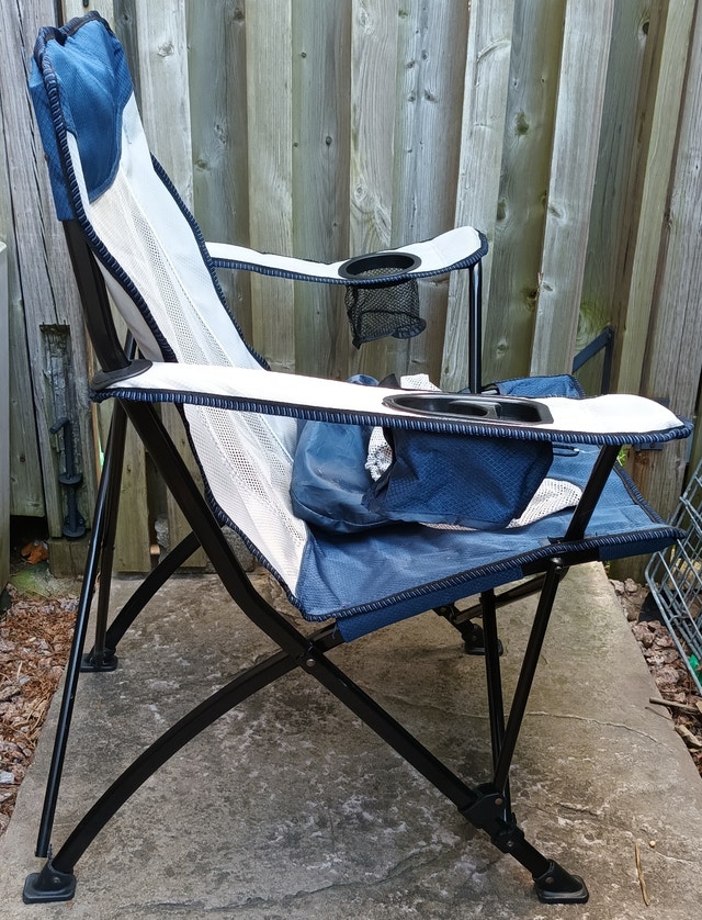NEW Blue Mesh Premium Sling Comfort Folding Quad Chair - photo 3
