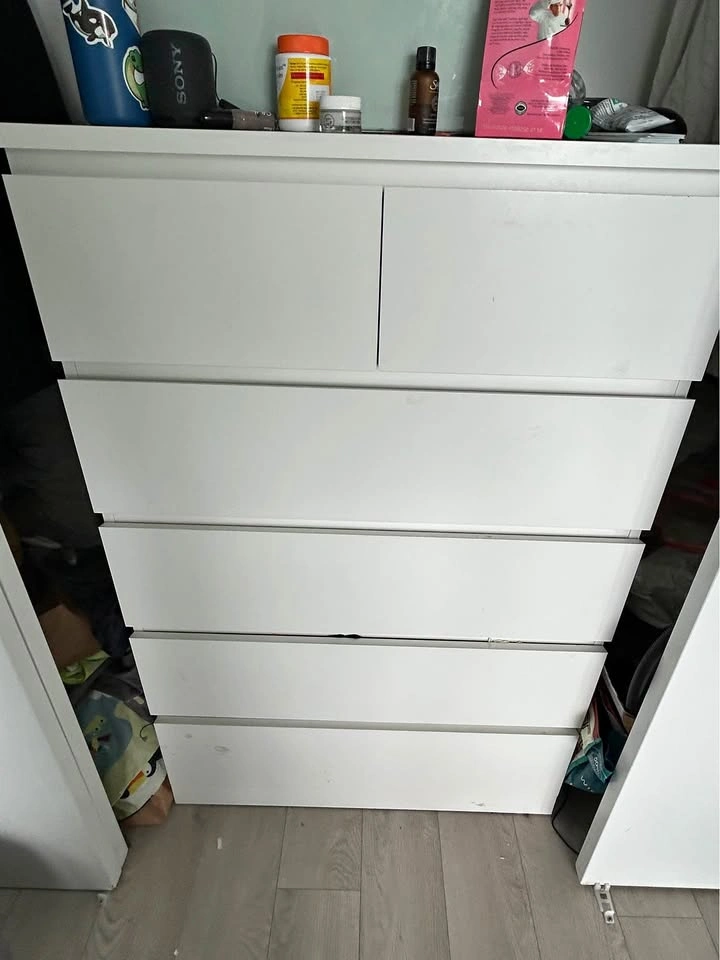 Ikea 6 Drawer Chest White 80cm *120 cm