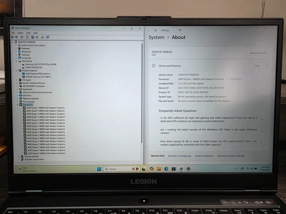 Lenovo Legion 5 15" FHD 120Hz Ryzen 7 32GB GTX 1660Ti SSD Win 11 - photo 4