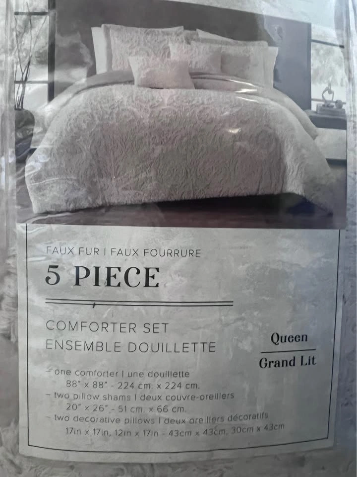 5 Piece Faux Fur Eastbrook Home Comforter Set Queen - photo 2