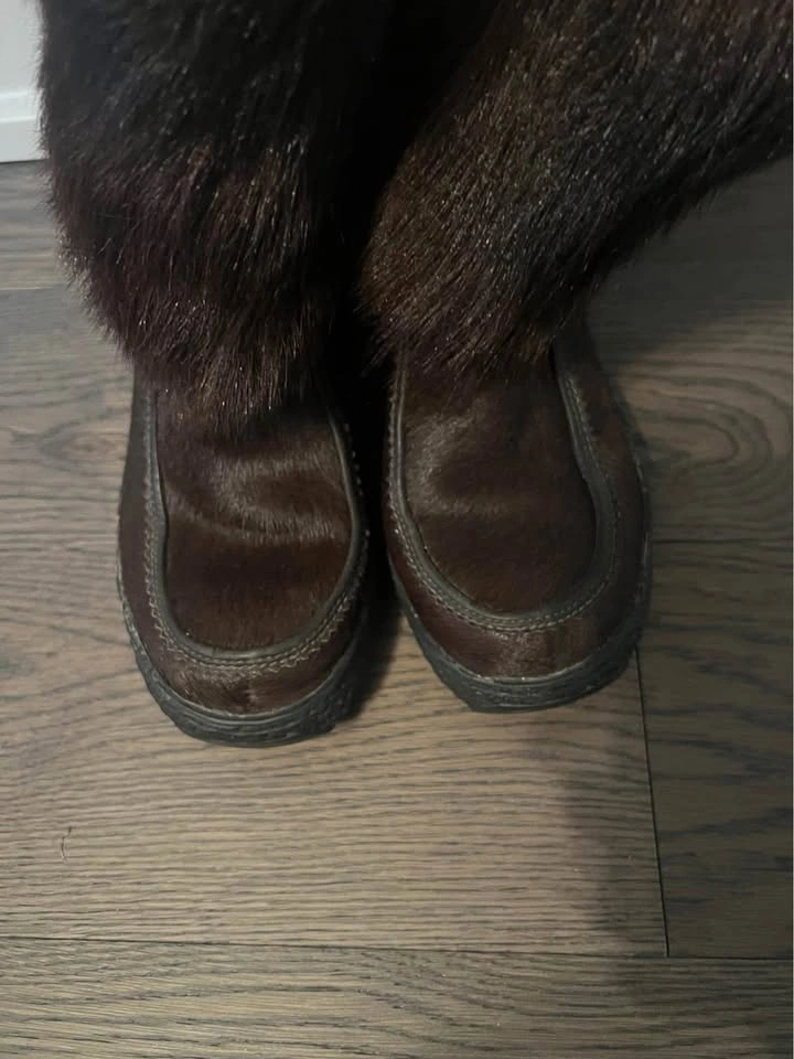 Vintage Oscar Sport Norma Fur Boot Brown Size 8 - photo 4