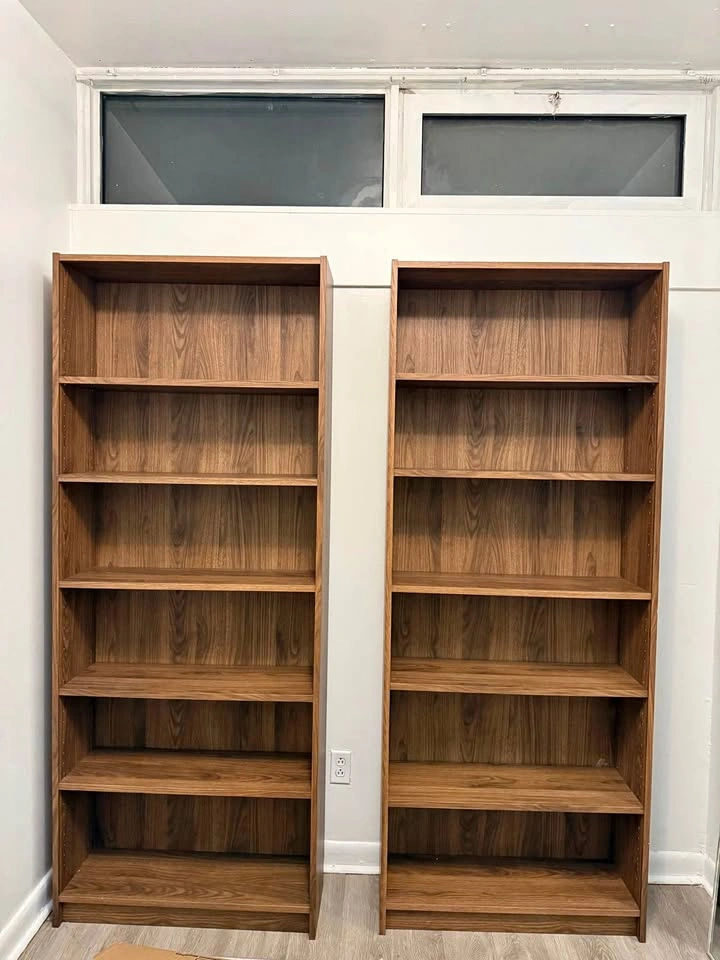 Like brand new 3 Billy bookcases in brown walnut