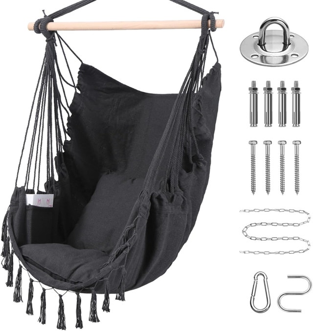 NEW Goutime Swing Chair w/ Cushions & Pillows - Dark Gray