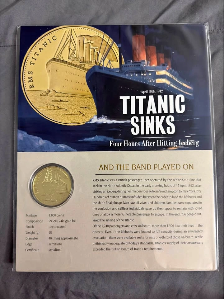 Titanic Limited Edition 24kt Gold Foil Commemorative Coin