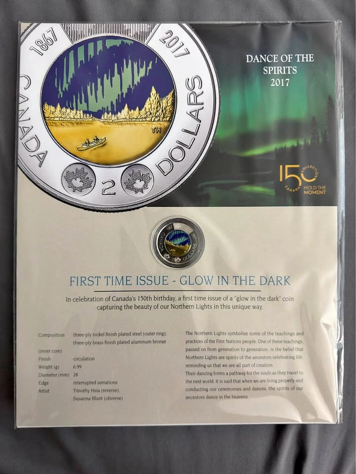 2017 Canada "Dance of the Spirits" Glow Toonie - Snow Cap Error