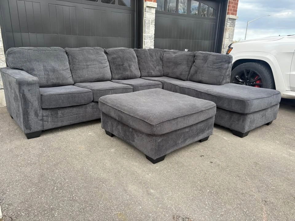 Grey Large Sectional Sofa Set with Ottoman - Free Delivery - photo 2