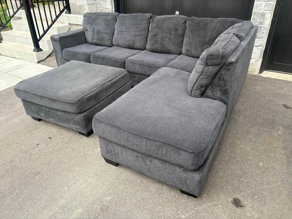 Grey Large Sectional Sofa Set with Ottoman - Free Delivery - photo 3
