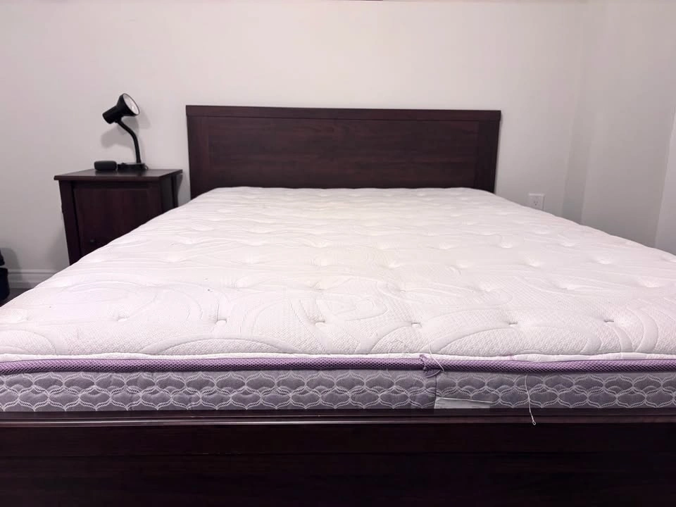 Double Bed Frame, Mattress (Used), Night Stand - photo 2
