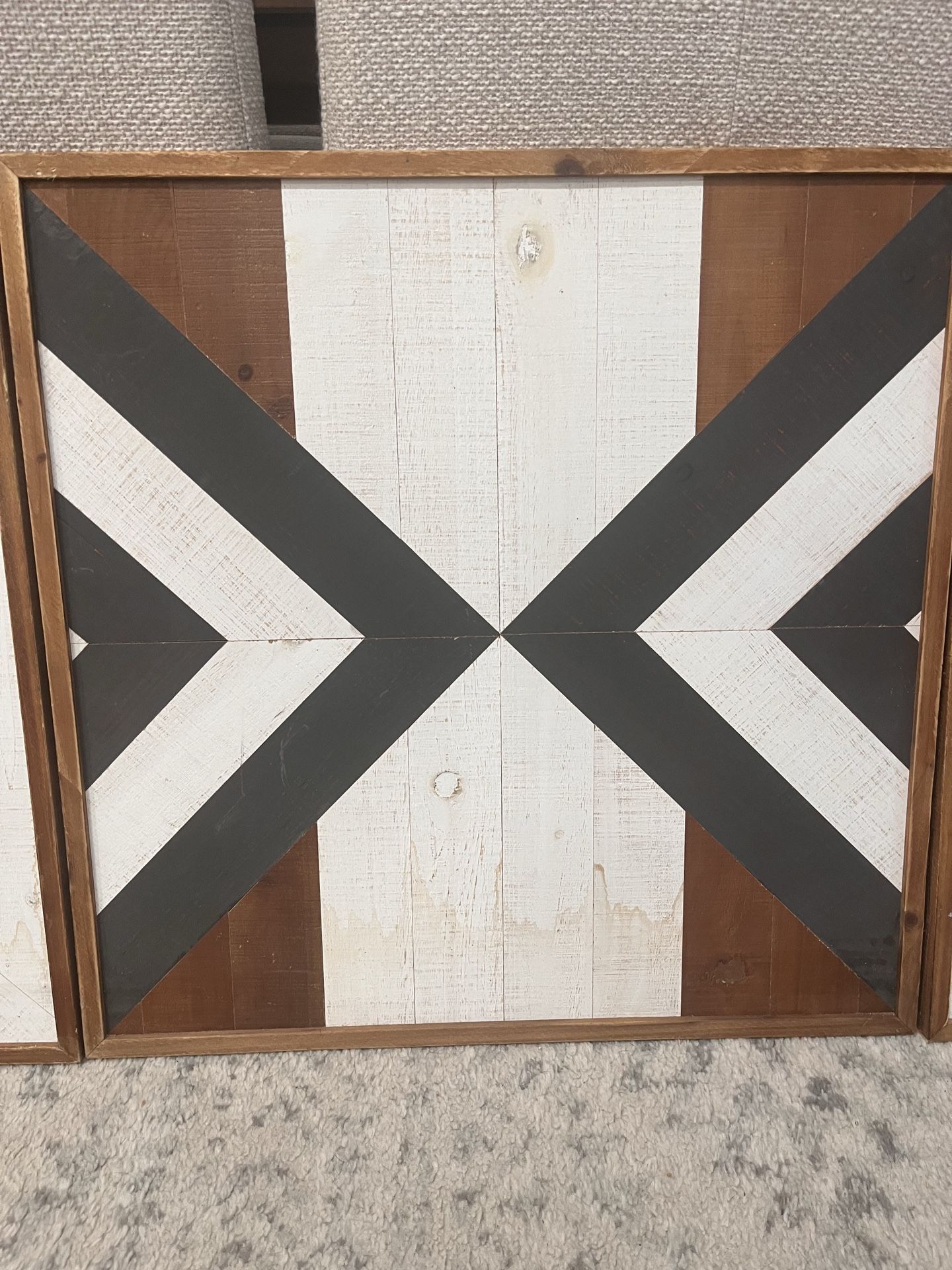 Large 24” Solid Wood Geometric Wall Art (Set of 3) – Modern Rust - photo 3