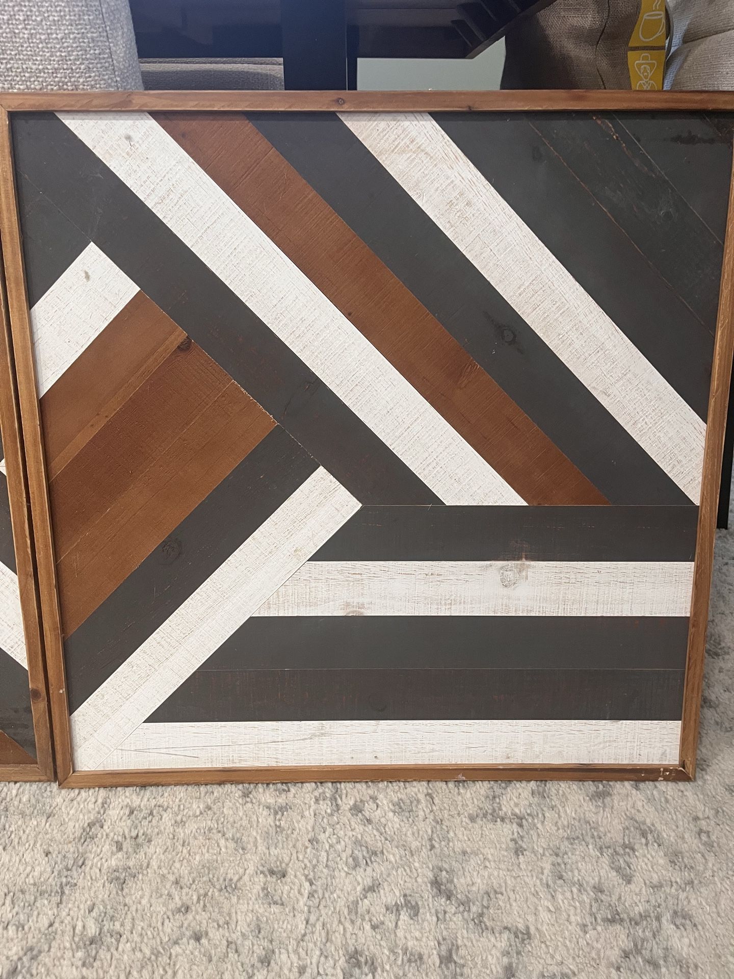 Large 24” Solid Wood Geometric Wall Art (Set of 3) – Modern Rust - photo 4