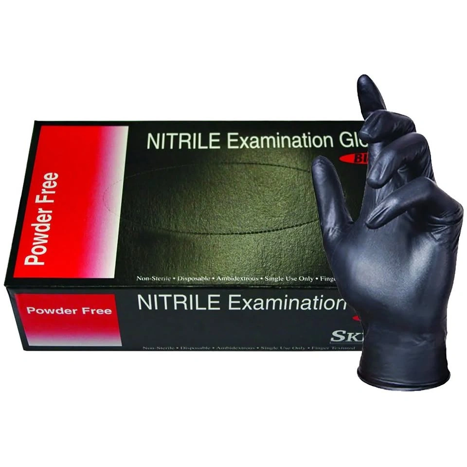 Skintx Black Nitrile Gloves Box 5mm (Medium/small)