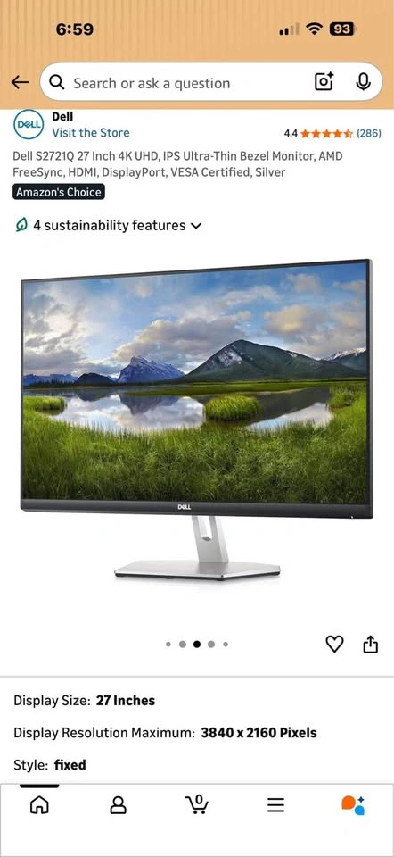 Dell S2721QS 27 Inch 4K UHD Monitor - photo 2