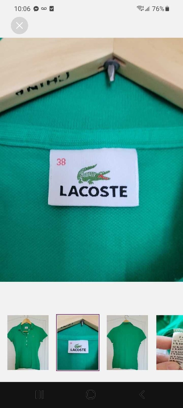 Lacoste Polo Shirt - Green, Size Small - photo 2