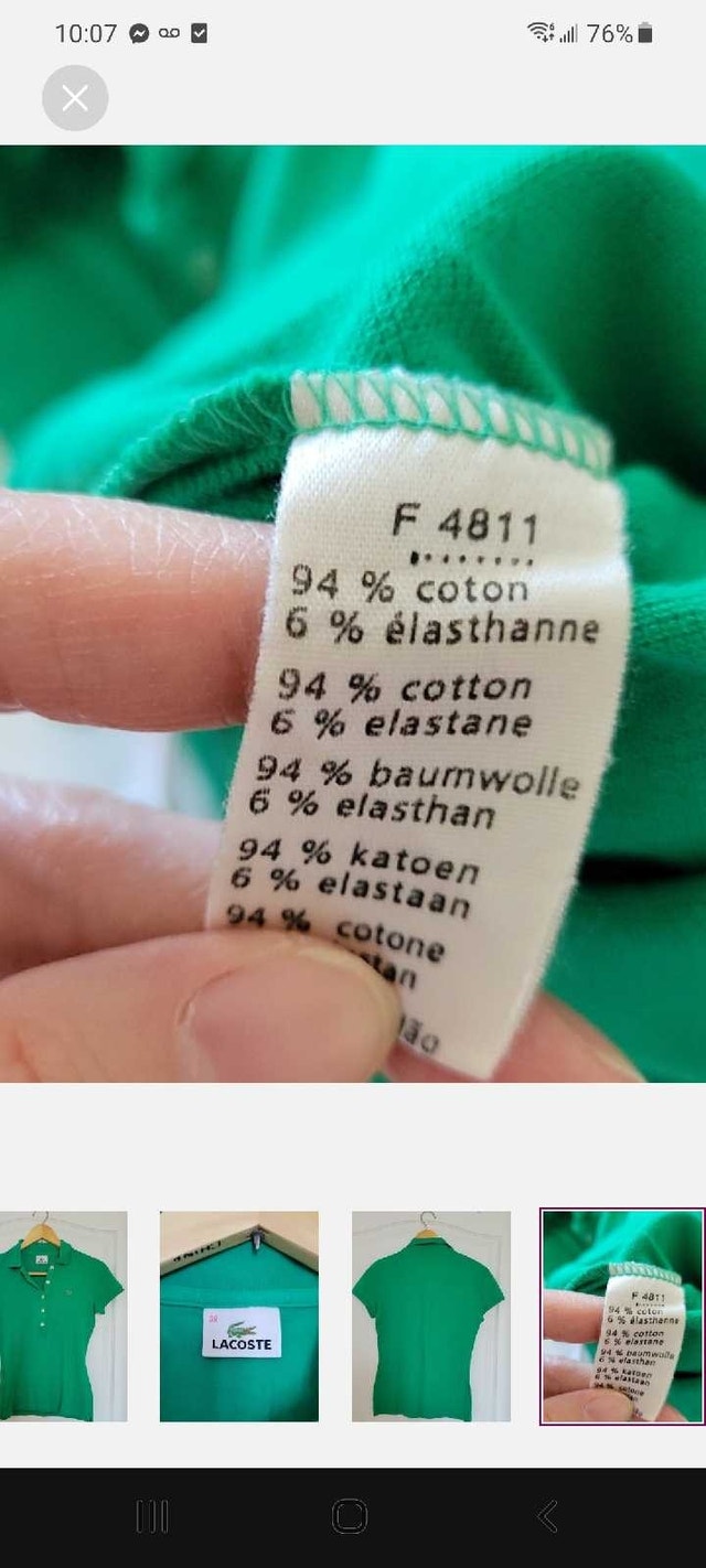 Lacoste Polo Shirt - Green, Size Small - photo 4