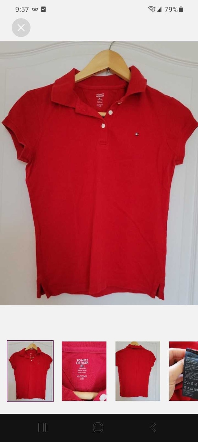 Tommy Hilfiger Red Polo Shirt - Size Junior XL (Fits Adult S/M)