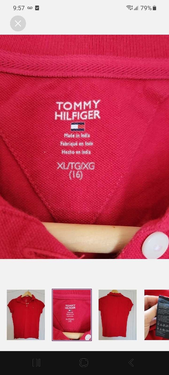 Tommy Hilfiger Red Polo Shirt - Size Junior XL (Fits Adult S/M) - photo 2