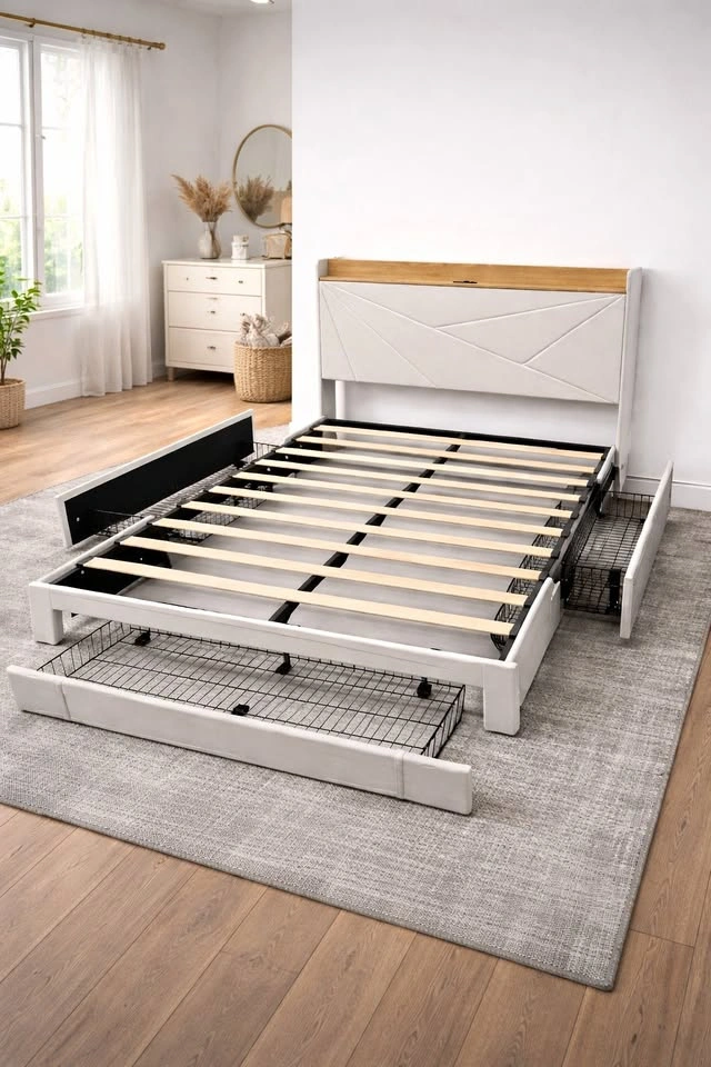 Brand New Queen Smart Storage Bed Frame w/ USB, Type-C, Power Ou
