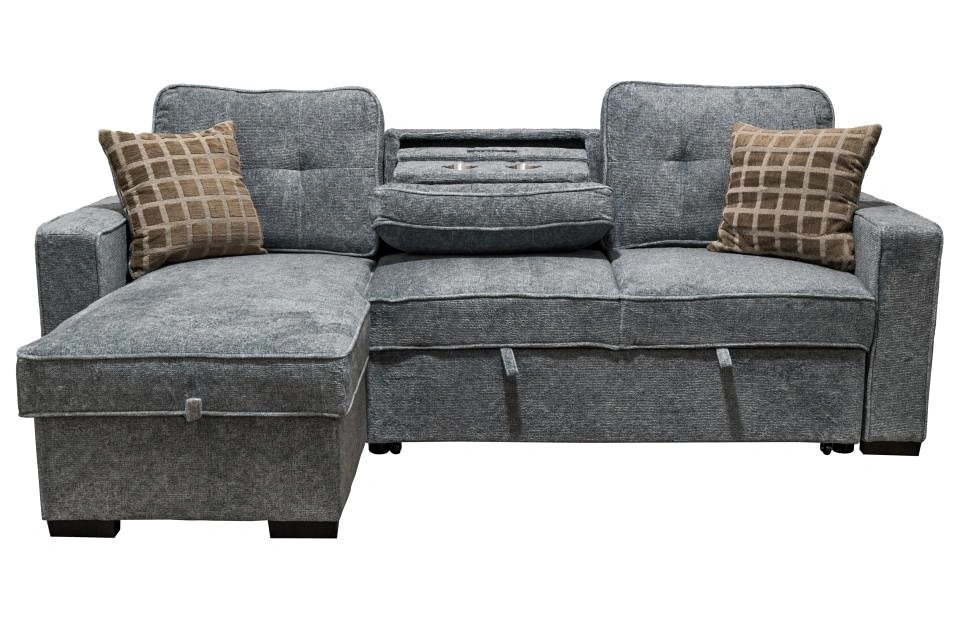 Brand New ⚡ Reversible Sofa Bed w/ Storage, Cup Holders & Charge