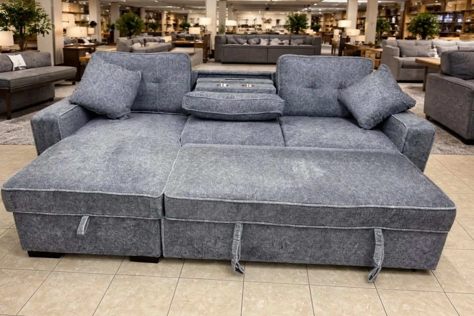 Brand New ⚡ Reversible Sofa Bed w/ Storage, Cup Holders & Charge - photo 2
