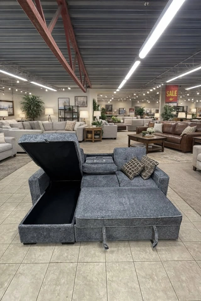 Brand New ⚡ Reversible Sofa Bed w/ Storage, Cup Holders & Charge - photo 4