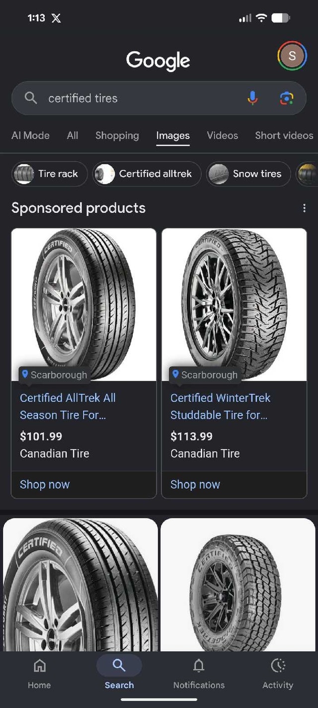 235 65 R17 Winter Tires (3) - Studdable