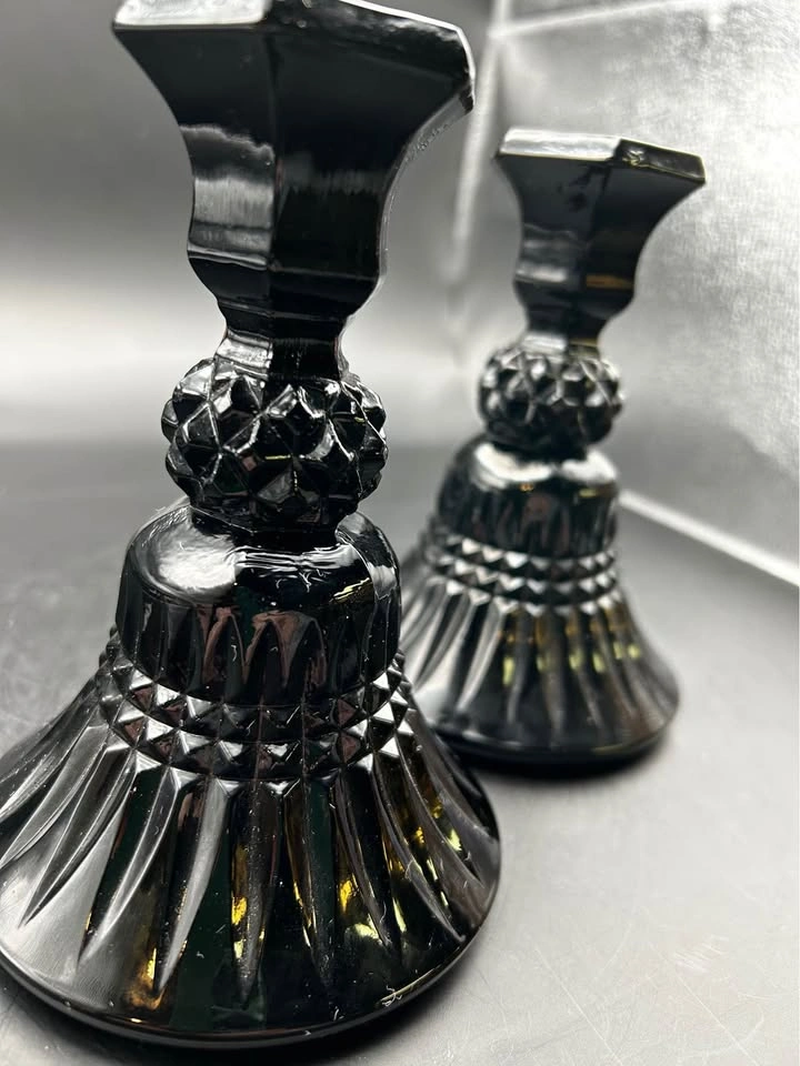 Vintage Tiara Black Glass Candleholders - photo 4