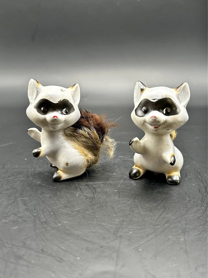 Vintage Japanese Raccoon Salt and Pepper Shakers