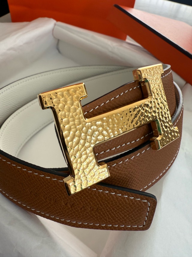 Hermes Belt Size 75 White/Brown Gold Hardware Reversible - photo 3
