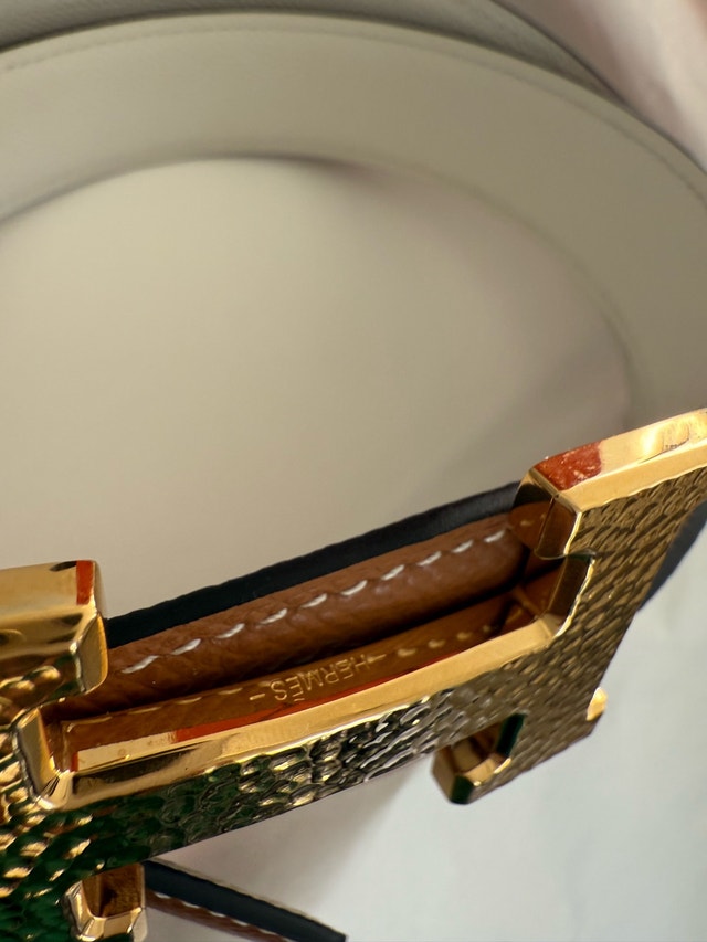 Hermes Belt Size 75 White/Brown Gold Hardware Reversible - photo 4