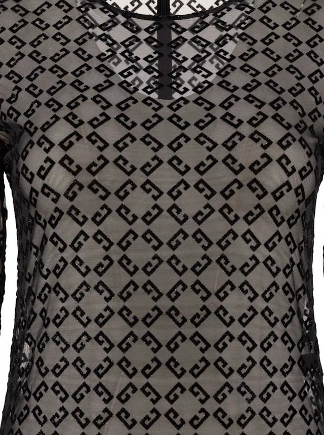 GIVENCHY BODYSUIT MONOGRAMMED SHEER LONG SLEEVE BLACK - photo 2