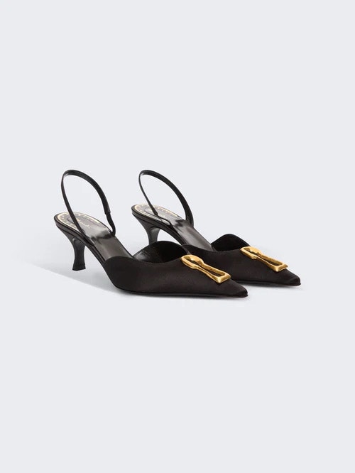 Schiaparelli Black Gold Slingback Serrur Pumps - photo 2
