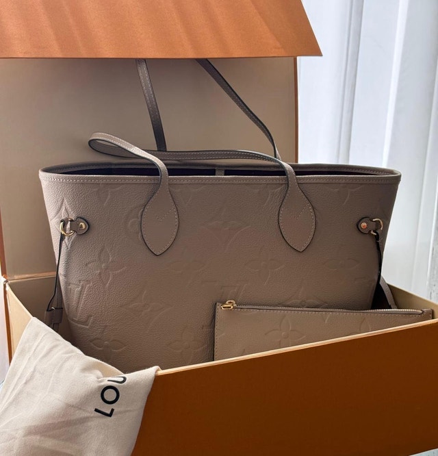 Authentic Louis Vuitton Neverfull MM bag beige nude - photo 3