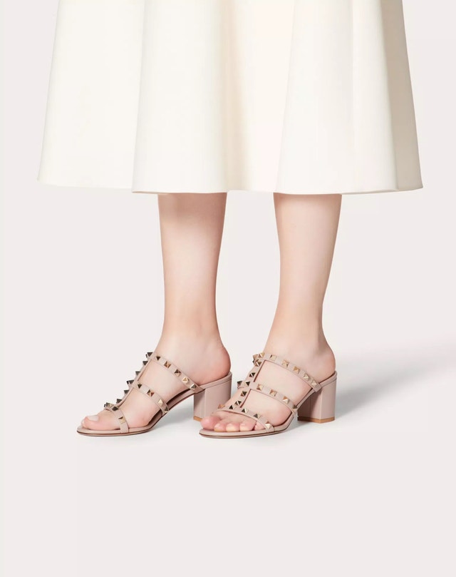 Valentino Rockstud Calfskin Leather Slide Sandal - Size 40 - photo 2