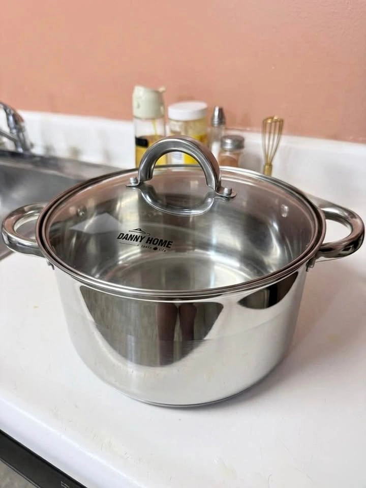 DANNY HOME Stainless Steel Pot with Glass Lid - 5L