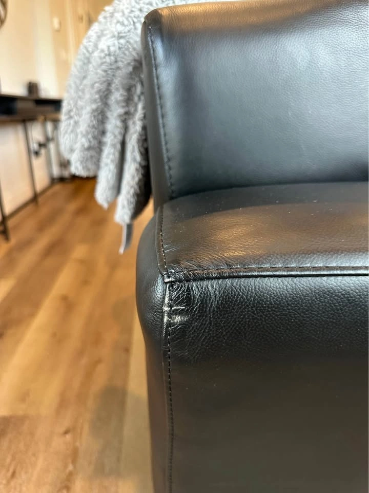 Black Leather Sectional Couch - photo 5