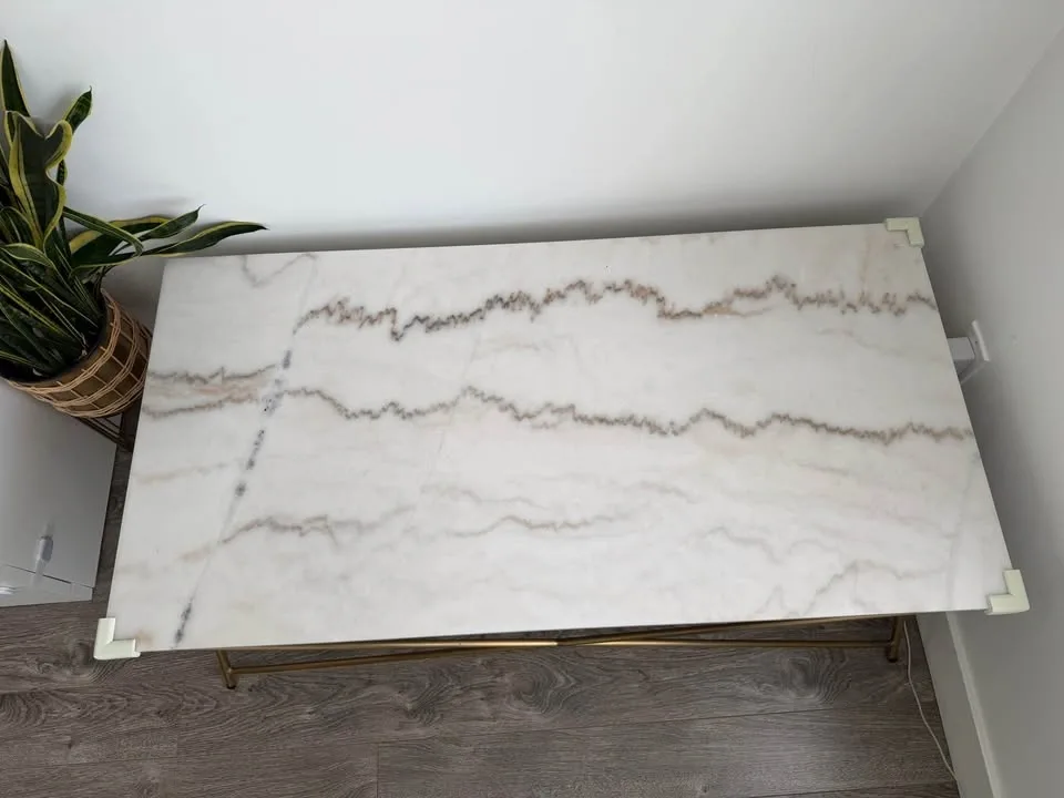 Structube Modern Marble-Top Coffee Table w/ Gold Base - photo 3