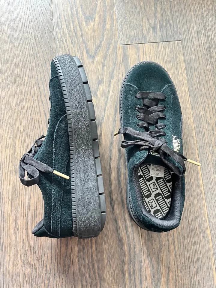 Black Puma Suede Platform Shoes image indicator(2)