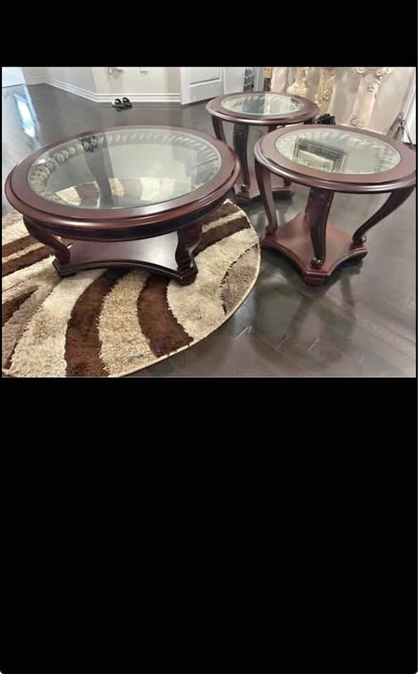 Wooden and glass table
