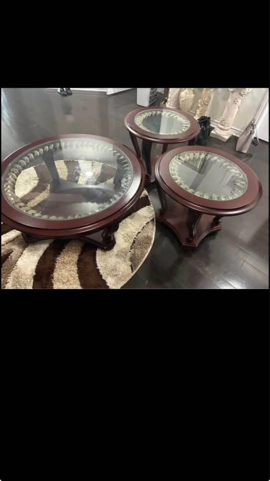 Wooden and glass table - photo 2