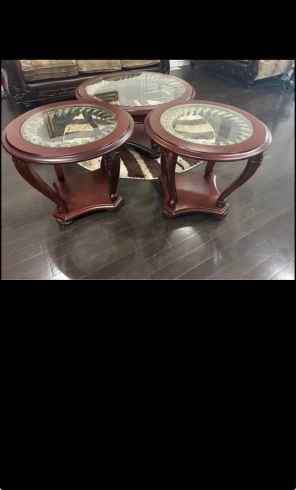 Wooden and glass table - photo 3