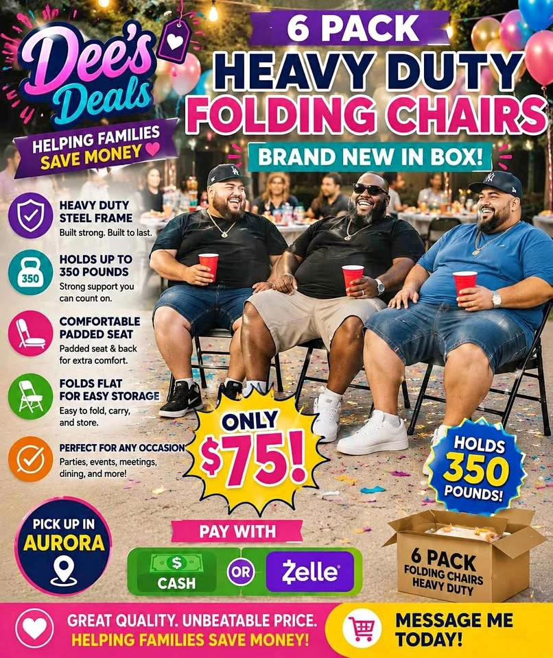 6 pack Heavy Duty folding chairs BRAND NEW IN BOX ONLY $75