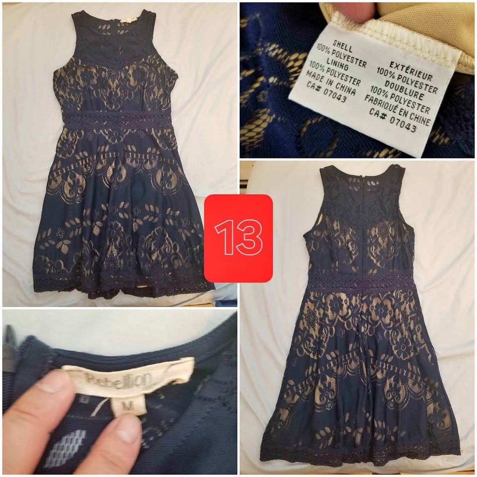 Rebellion Navy Blue Lace Sleeveless Dress M