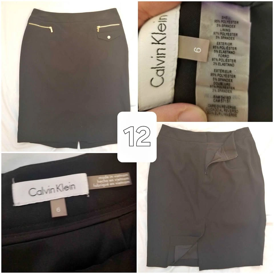 Calvin Klein Black Skirt Size 6 with Gold Zippers