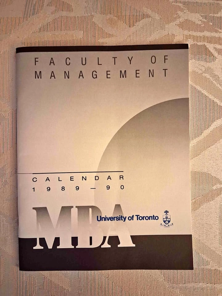 Vintage 1989/90 University of Toronto MBA Calendar