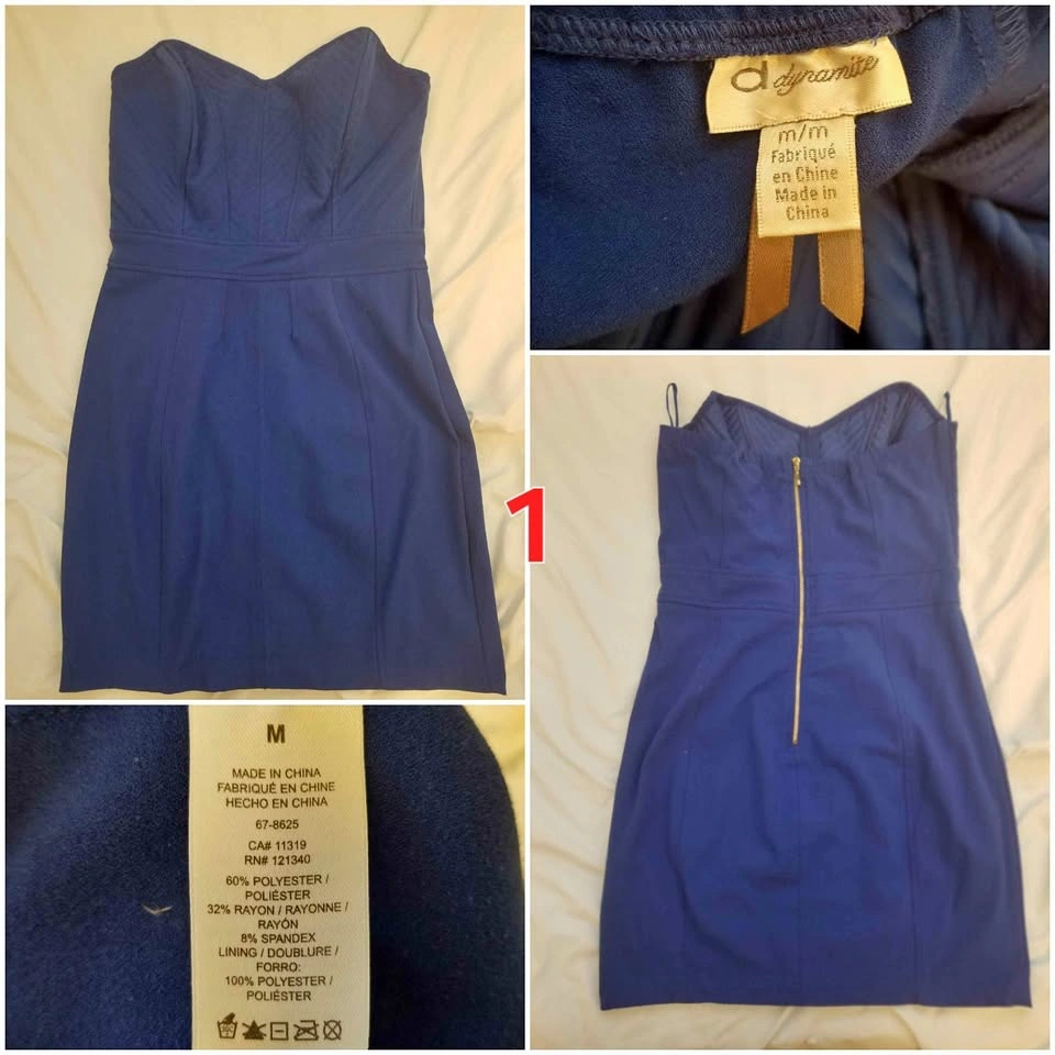 Dynamite Blue Strapless Dress M