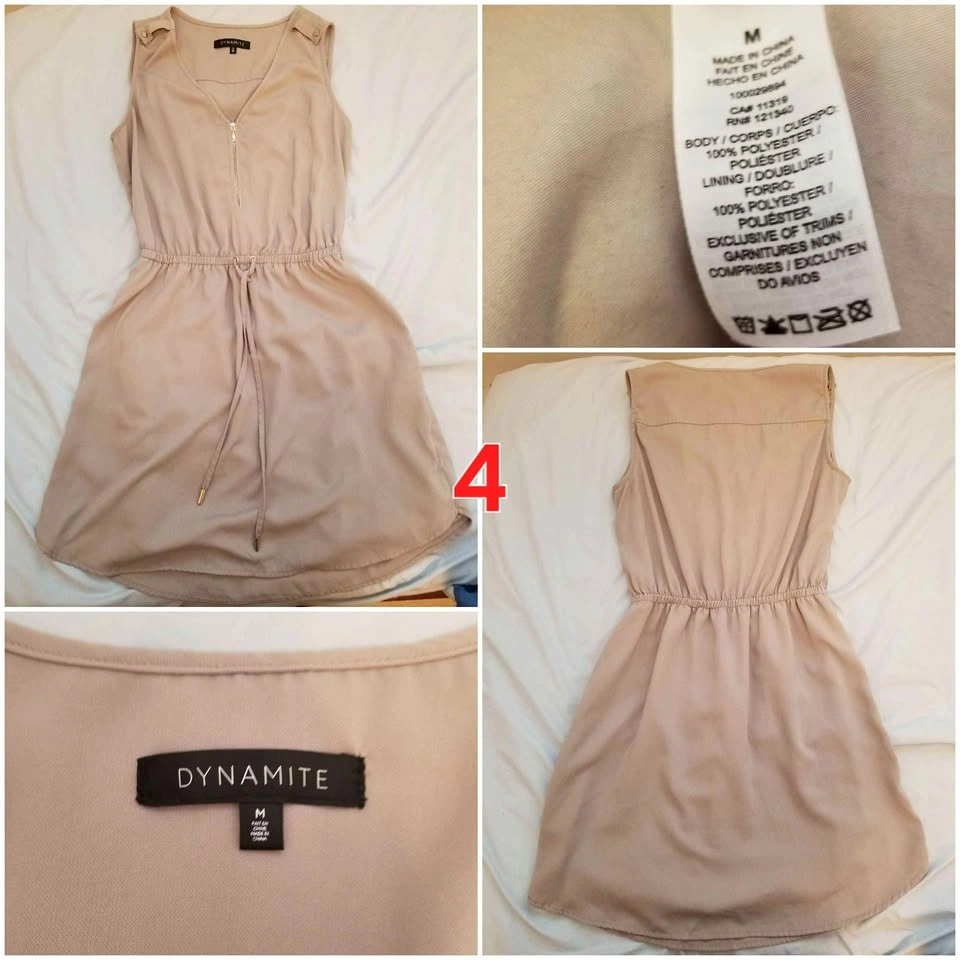 Dynamite Sleeveless V-Neck Drawstring Waist Dress M
