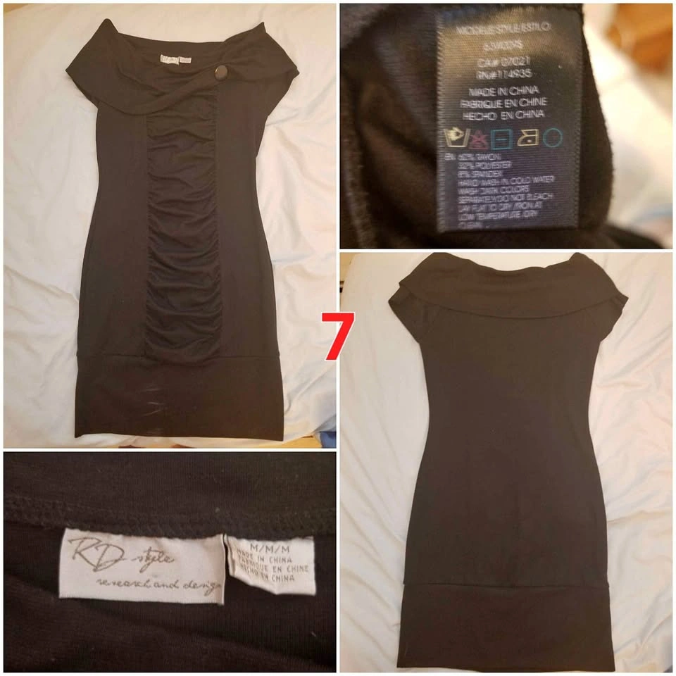 RD style black off shoulder ruched dress size M