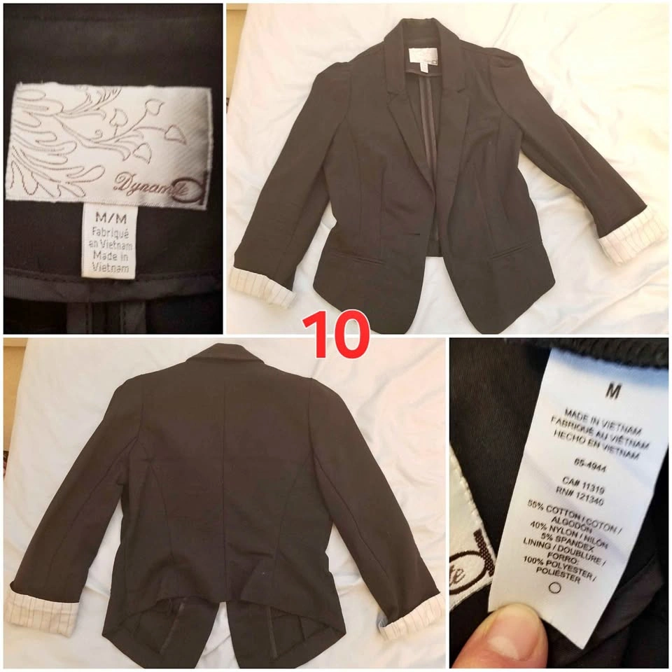Dynamite Black Blazer M Cuffed Sleeves