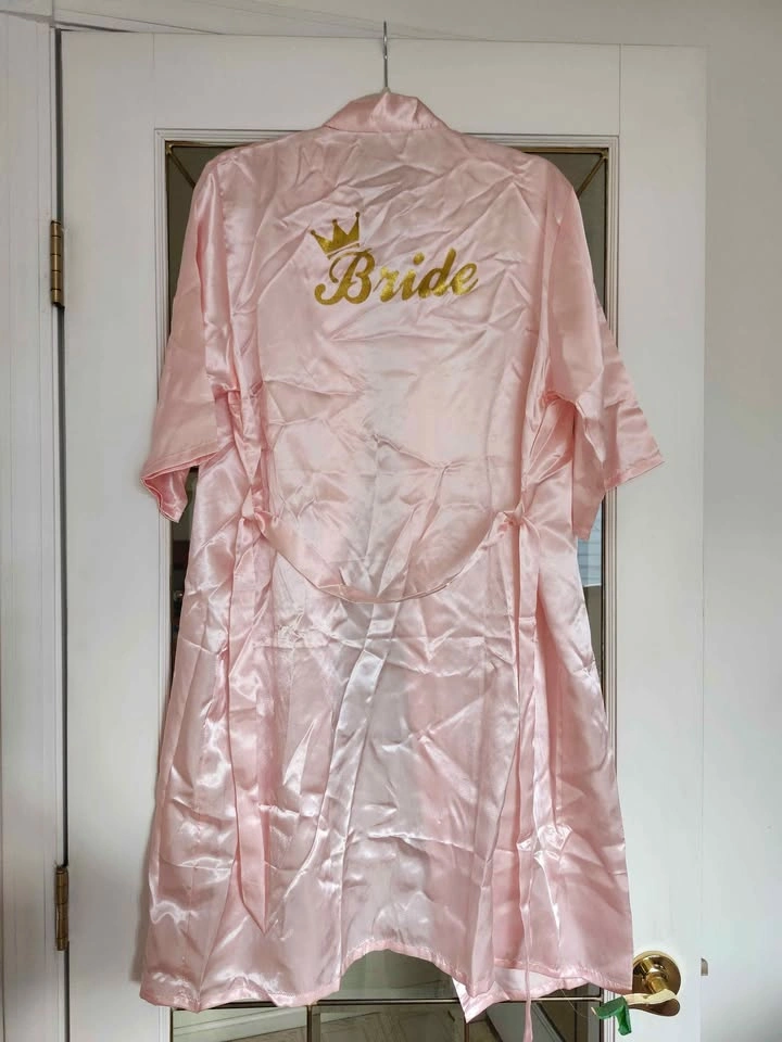 Pink Satin Bride Robe w/ Crown - photo 3