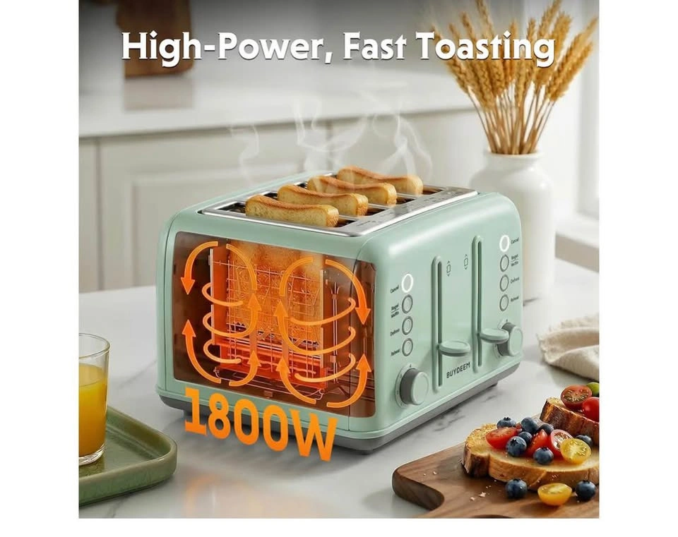 BUYDEEM DT640 4-Slice Retro Toaster – Cozy Greenish – Like New! - photo 3